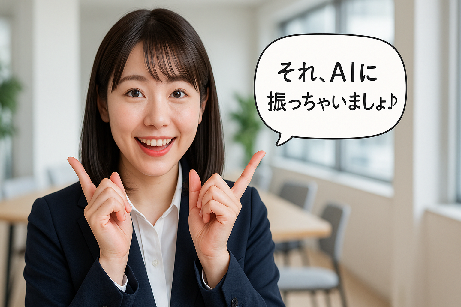 AIの効果に驚くビジネスウーマン